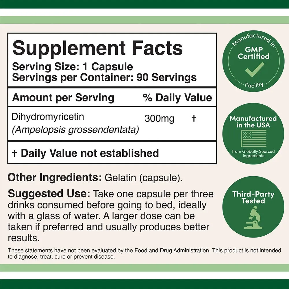 Double Wood Supplements Dihydromyricetin DHM (90 Capsules) - obrazek 2