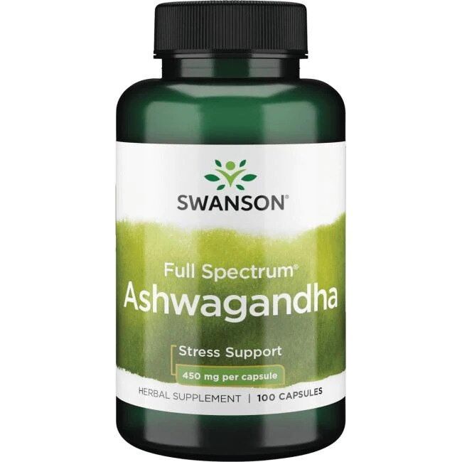 SWANSON Ashwagandha 450 mg, 100 kapsułek – Nuvalia