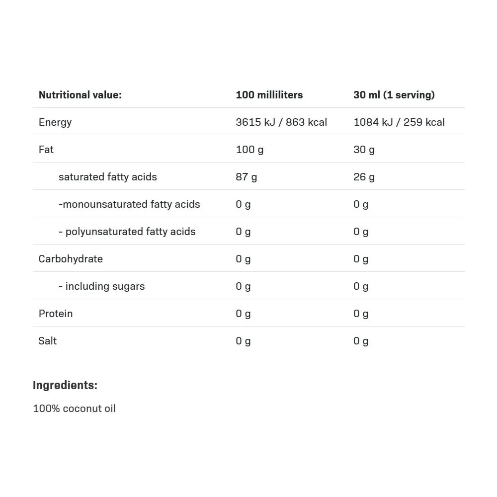 ALLNUTRITION Coconut Oil Unrefined (1000 ml) - obrazek 2