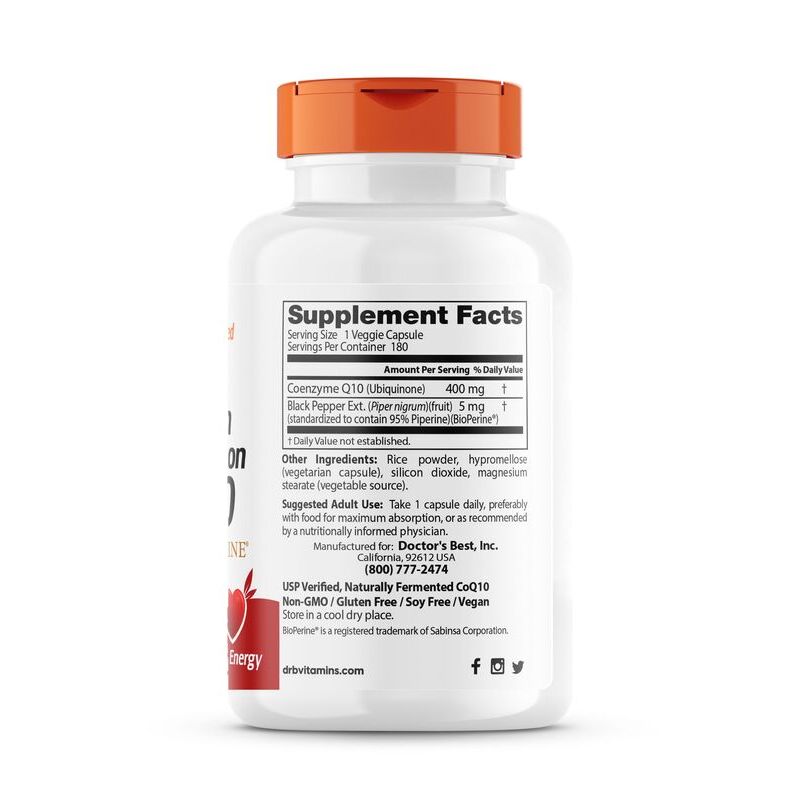 Doctor's Best High Absorption CoQ10 400mg 180 veg. capsules - obrazek 3