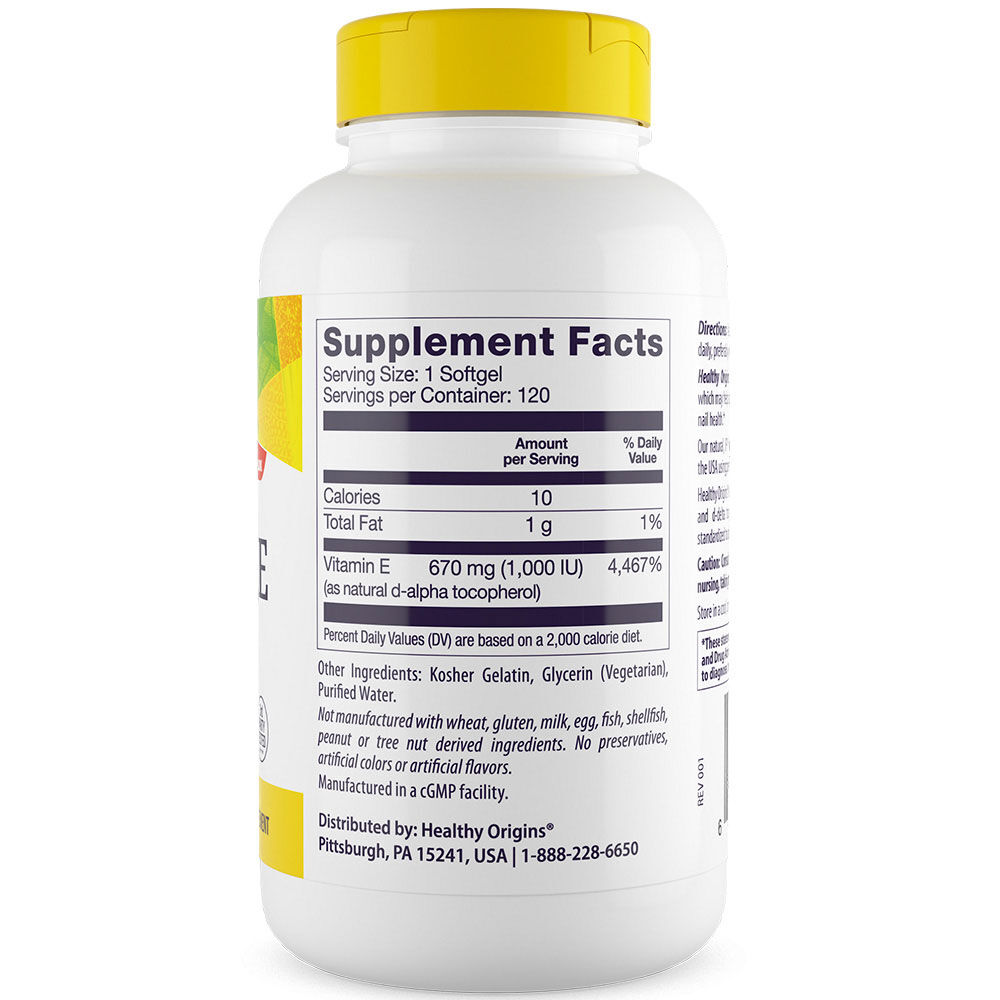Healthy Origins Natural Vitamin E 1 000 IU 120 softgels - obrazek 3