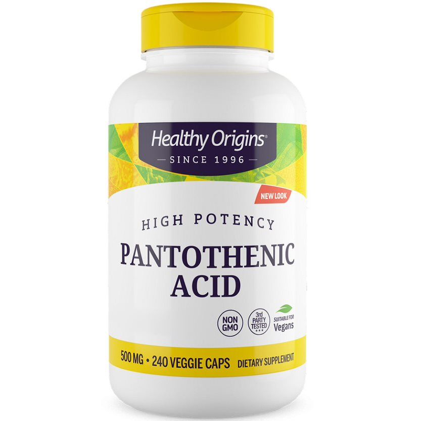 Healthy Origins – kwas pantotenowy 500 mg, 240 kapsułek roślinnych – Viking Supplements