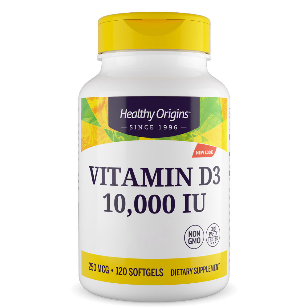 Healthy Origins Witamina D3 Depot 10 000 IU, 120 kapsułek miękkich – Viking Supplements