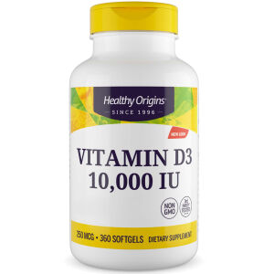 Healthy Origins Witamina D3 Depot 10 000 IU, 360 kapsułek miękkich – Viking Supplements