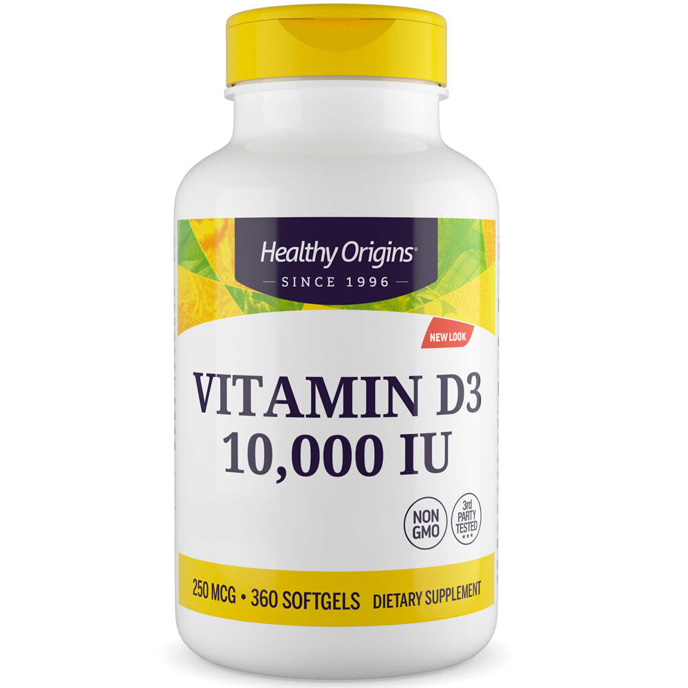 Healthy Origins Witamina D3 Depot 10 000 IU, 360 kapsułek miękkich – Viking Supplements