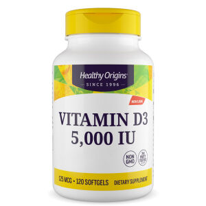 Healthy Origins Witamina D3 Depot 5 000 IU, 120 kapsułek miękkich – Viking Supplements