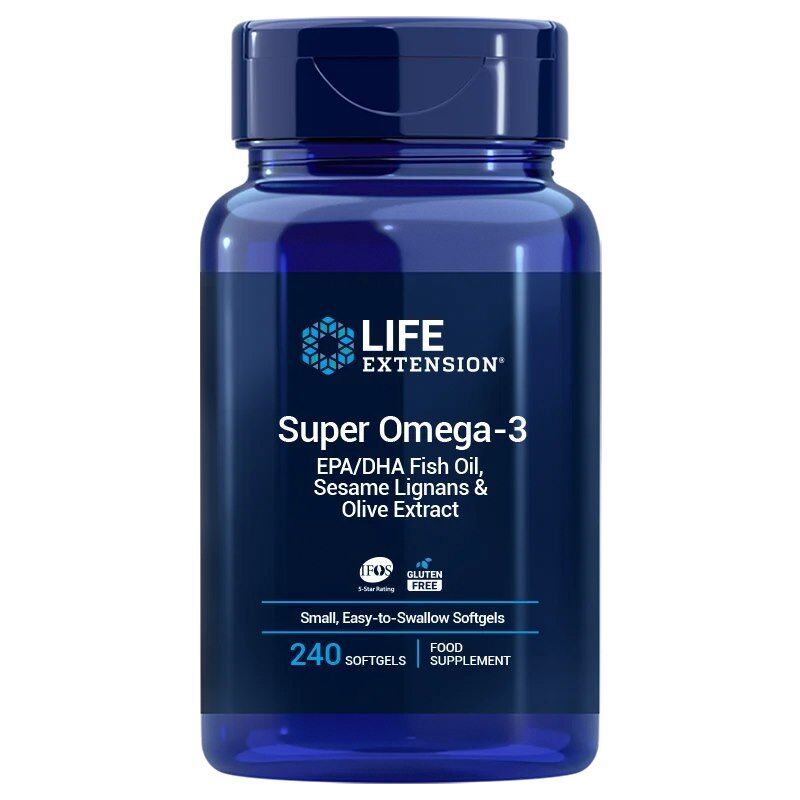 LIFE EXTENSION Super Omega-3 EPA/DHA z lignanami sezamowymi i ekstraktem z oliwek – wersja UE (240 łatwych do połknięcia kapsułek żelowych) – Viking Supplements