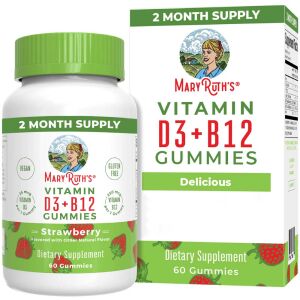 Żelki MaryRuth z witaminą D3 i B12 o smaku truskawkowym, 60 sztuk – Viking Supplements