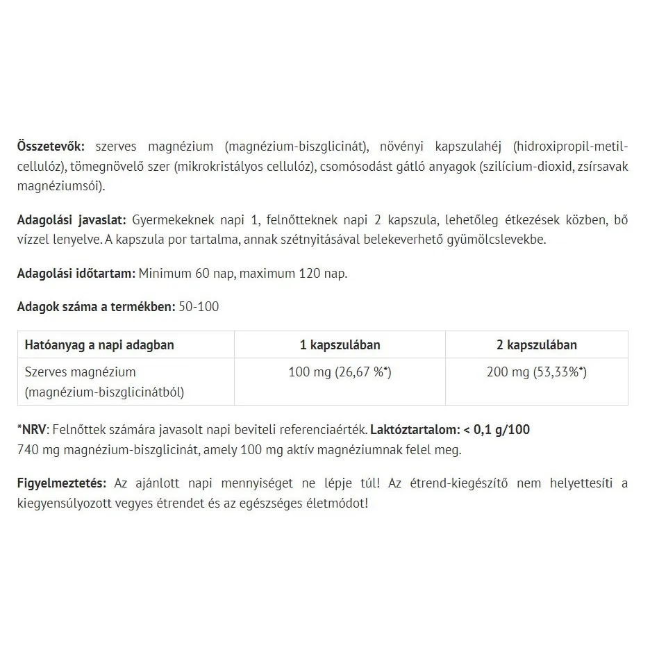 Natur Tanya Magnesium Bisglycinate (90+10 capsules) - obrazek 2
