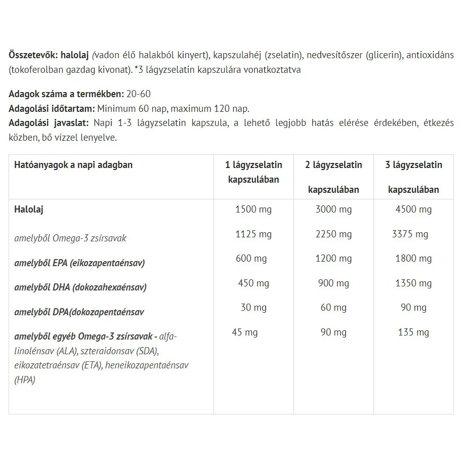 Natur Tanya Mega Omega-3 – Wild Fish Oil (60 Softgels) - obrazek 2