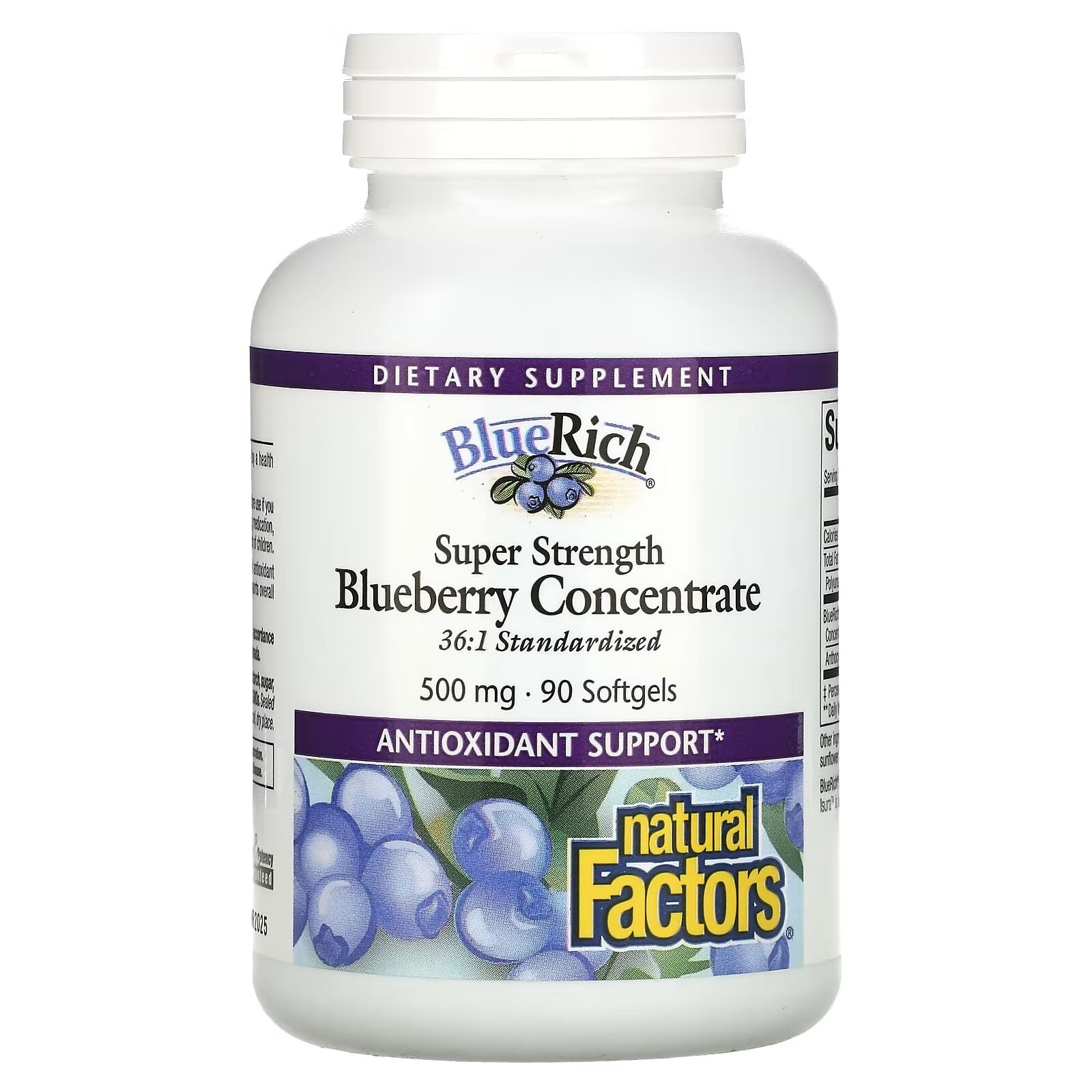 Natural Factors Super Strength Blueberry Concentrate 500mg 90 softgels - Viking Supplements