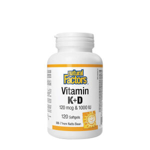 Natural Factors Witamina K+D 120 mcg i 1000 IU (120 kapsułek żelowych) – Viking Supplements