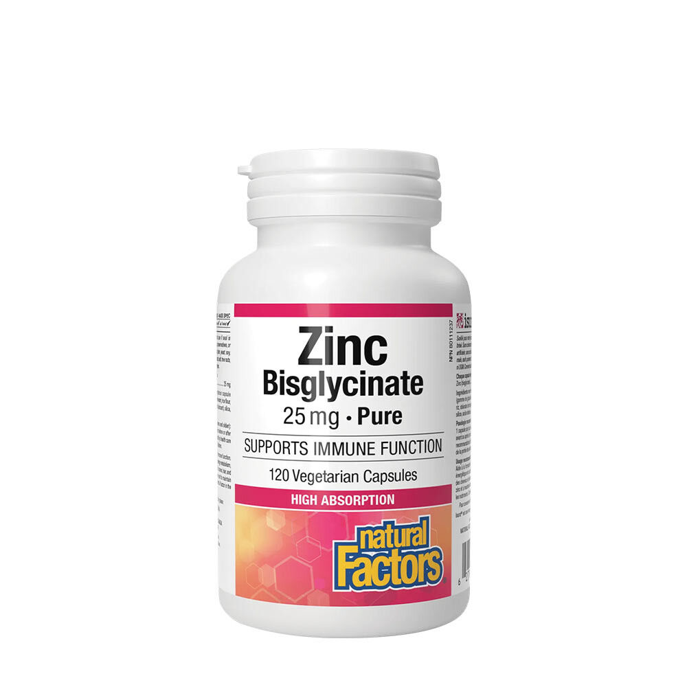 Natural Factors – bisglicynian cynku 25 mg (120 kapsułek) – Viking Supplements