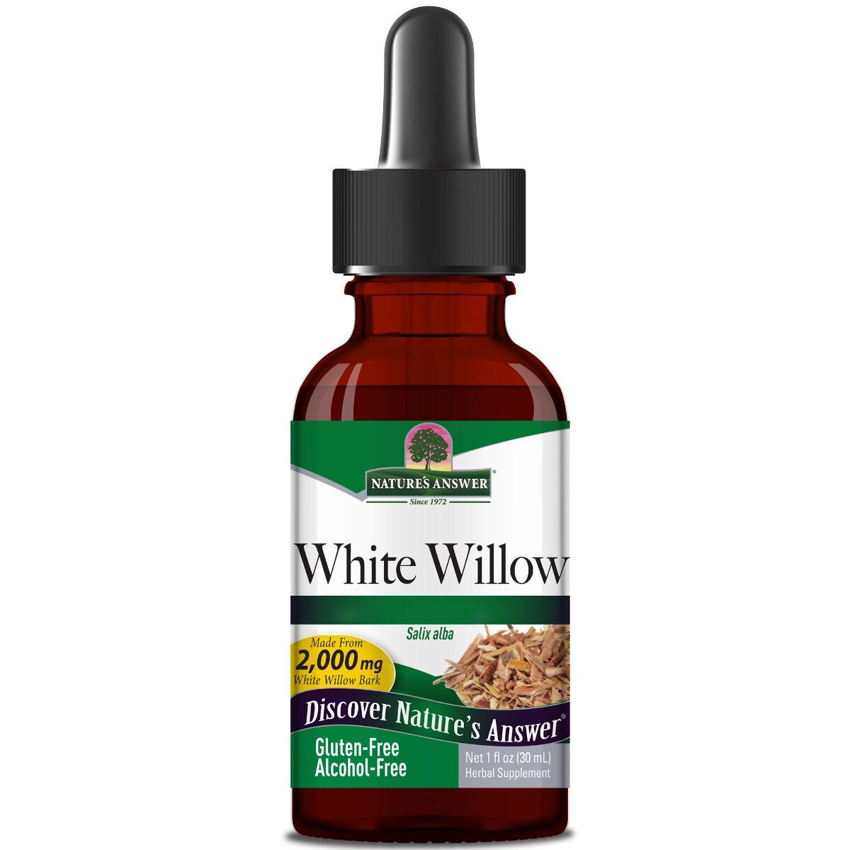 Nature's Answer – wierzba biała 2000 mg, bezalkoholowy, 30 ml – Viking Supplements