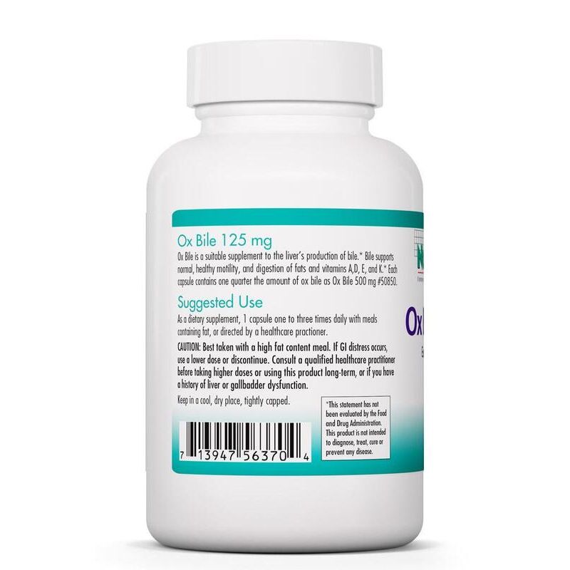Nutricology Ox Bile 125mg 180 veg. capsules - obrazek 3