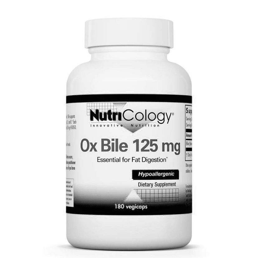 Nutricology Ox Bile 125mg 180 veg. capsules - Nuvalia
