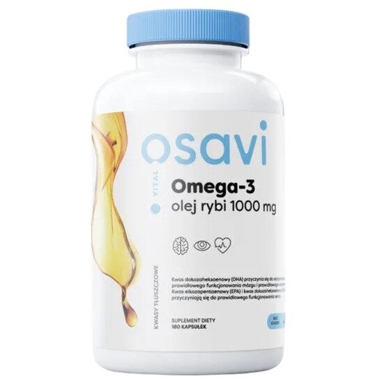 OSAVI Olej rybny Omega-3 destylowany molekularnie 1000 mg o smaku cytrynowym (180 kapsułek żelowych) – Viking Supplements