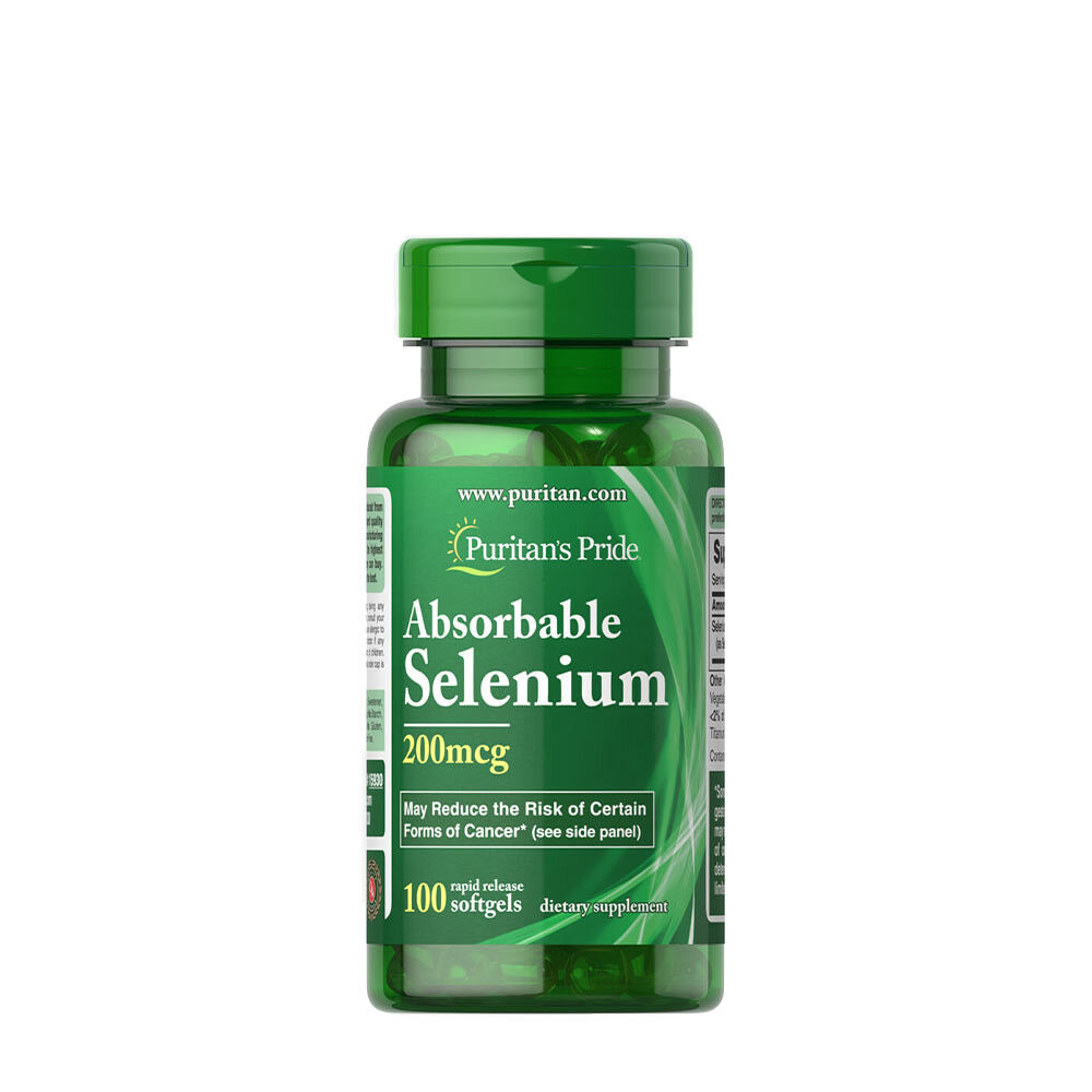 Puritan's Pride – selen w postaci przyswajalnej, 200 mcg (100 kapsułek żelowych) – Viking Supplements