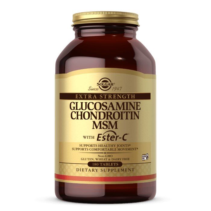 SOLGAR Glukozamina, chondroityna i MSM o wzmocnionej mocy z Ester-C (180 tabletek) – Viking Supplements