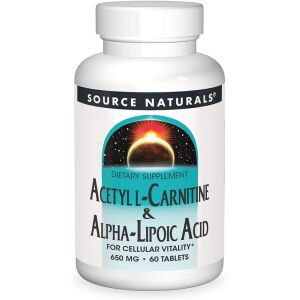 Source Naturals – acetylo-L-karnityna i kwas alfa-liponowy, 650 mg, 60 tabletek wegetariańskich – Viking Supplements