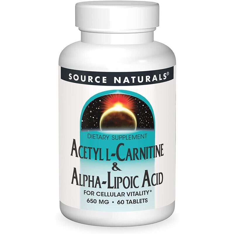 Source Naturals – acetylo-L-karnityna i kwas alfa-liponowy, 650 mg, 60 tabletek wegetariańskich – Viking Supplements