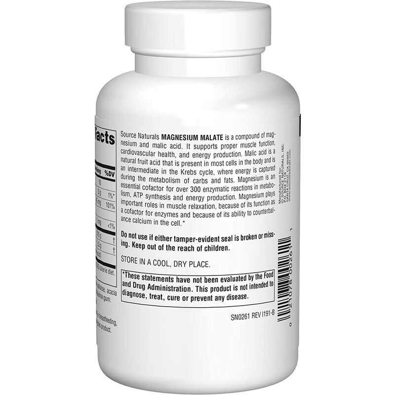 Source Naturals Magnesium Malate 1250mg 90 tablets - obrazek 4