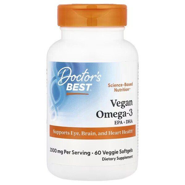 Wegańskie kwasy omega-3 EPA + DHA – 60 wegetariańskich kapsułek żelowych – Viking Supplements