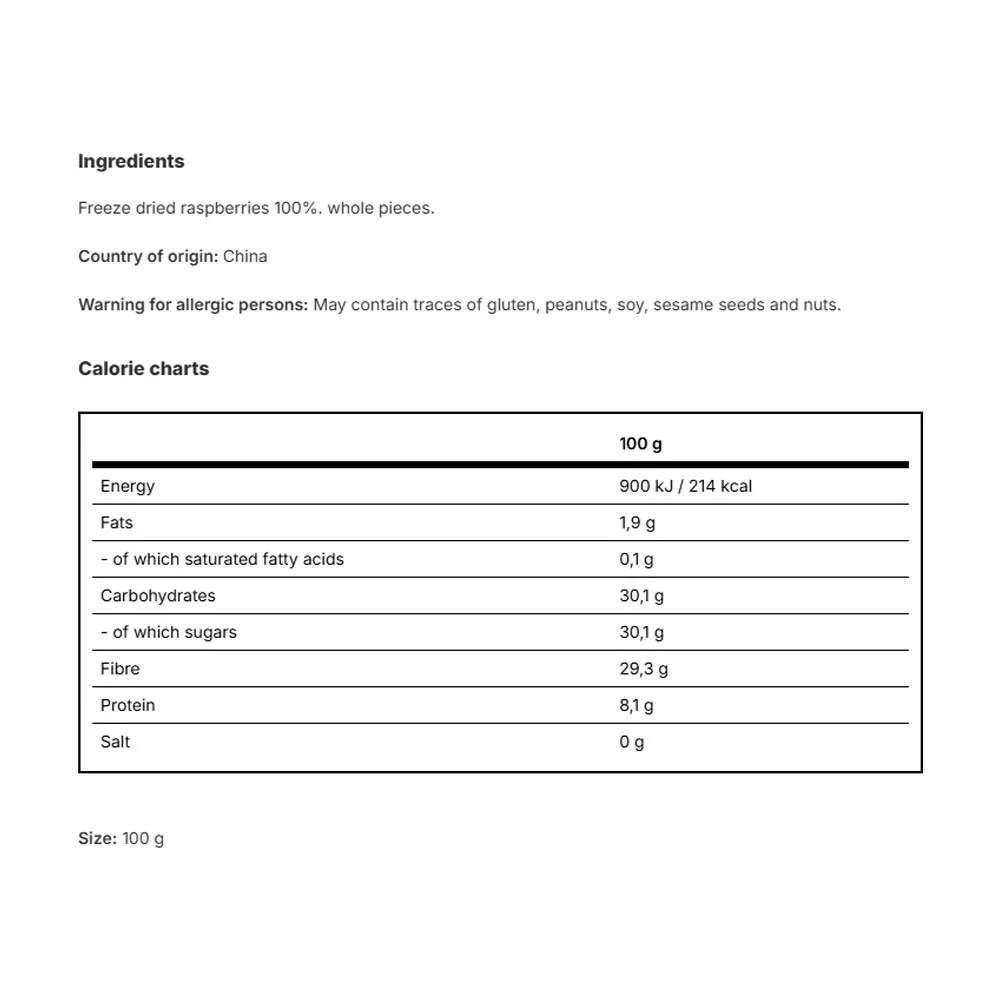 Vilgain Raspberries Lyophilized (100 g) - obrazek 2