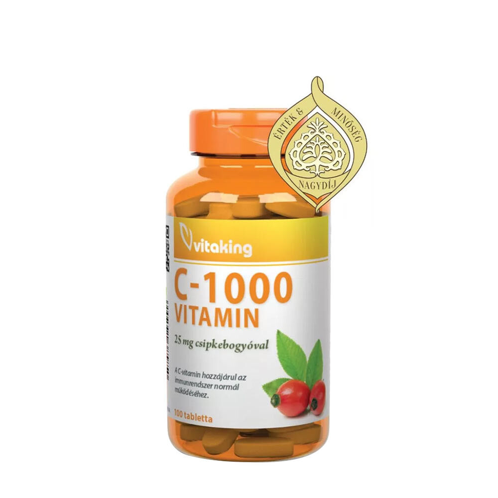 Vitaking C-1000 mg with Rosehip 25mg (100 Tablets) - Viking Supplements