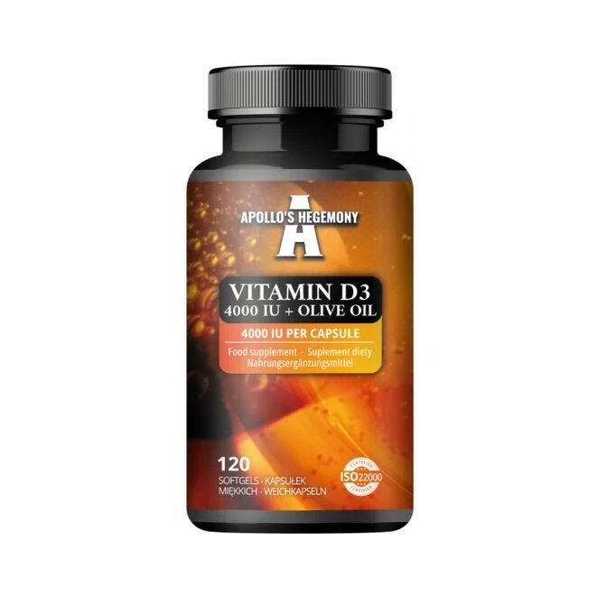 Witamina D3 4000 IU + oliwa z oliwek – 120 kapsułek żelowych – Viking Supplements